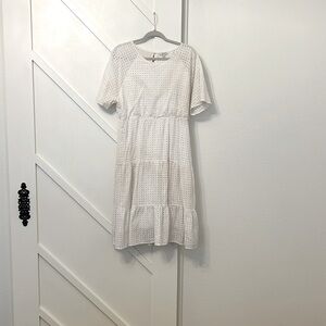 White Eyelit detail midi dress. NWOT